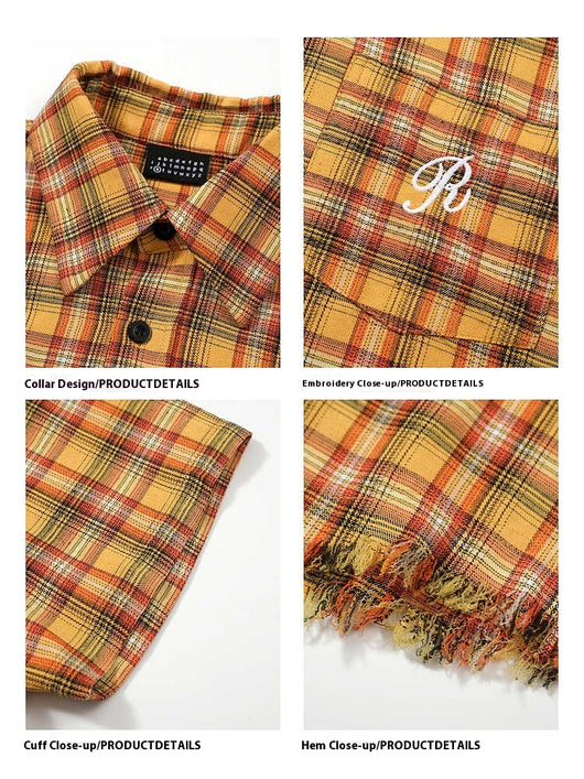 Camisa Cuadros Amarilla con Bolsillo Bordado - Unisex Manga Corta - Image 9