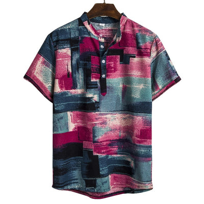 Camisa de Lino Estampado Étnico Africano para Hombre - Image 17