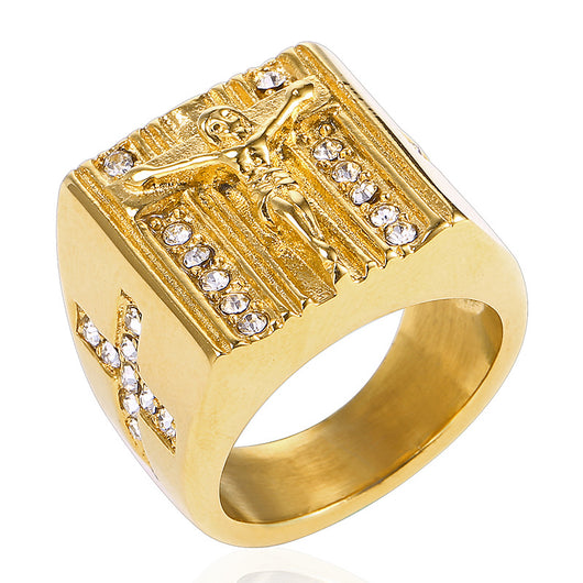 Anillo Retro con Cruz de Jesús - Símbolo de Fe y Devoción - Image 6