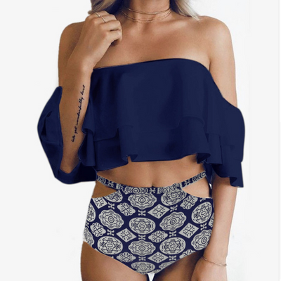 Bikini Asimétrico con Volantes Estampado - Traje de Baño Sexy y Moderno - Image 3