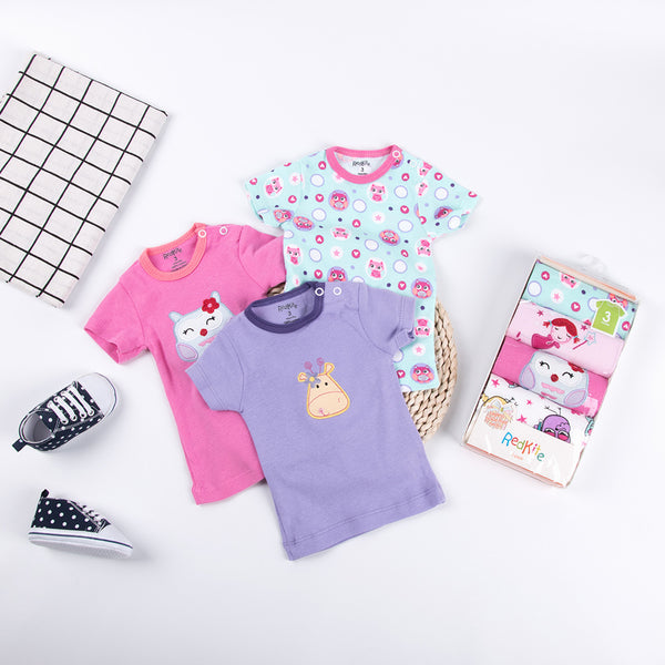 Pack de 5 Camisetas Infantiles de Algodón con Botones - Diseños Animados Adorables