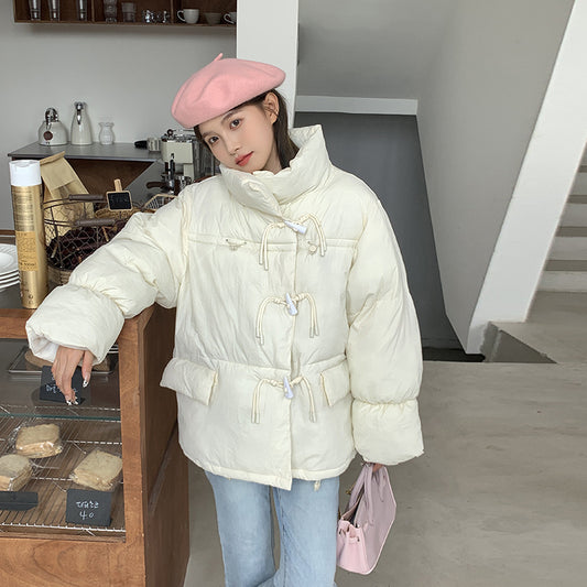 Chaqueta Acolchada Estilo Coreano con Cuello Alto para Mujer