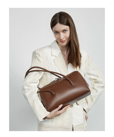 Bolso Boston de Cuero Genuino para Mujer - Portátil y Elegante - Image 17