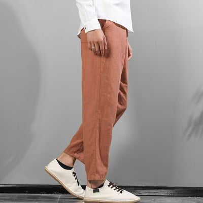 Pantalones Casuales de Lino y Algodón para Hombre - Ajuste Versátil - Image 6