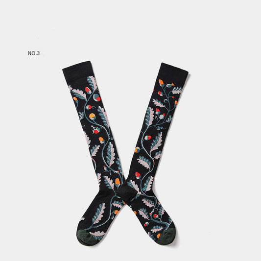 Calcetines de Skate Jacquard Rojo Neto Estilo Europeo