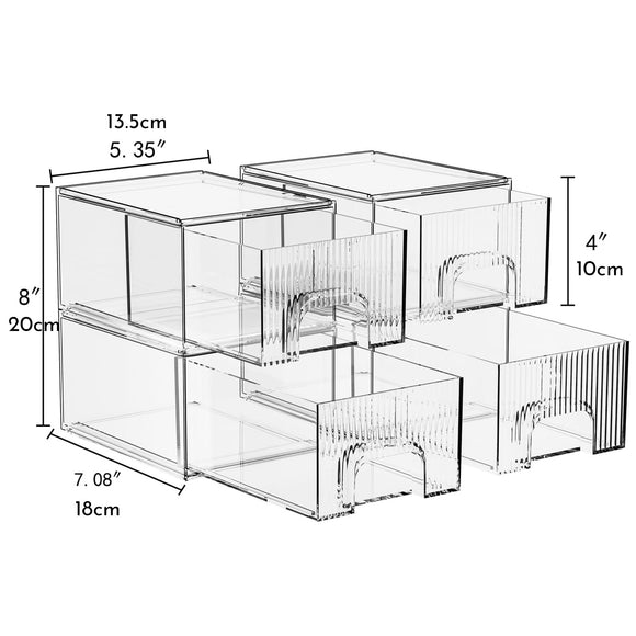 Organizadores de Acrílico Transparente Apilables - Cajones para Maquillaje, Cocina y Hogar
