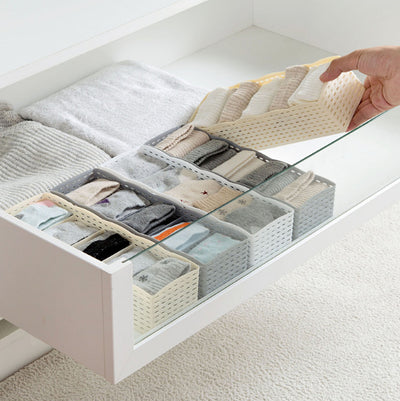 Organizador de Plástico Apilable 5 Compartimentos para Ropa Interior y Calcetines