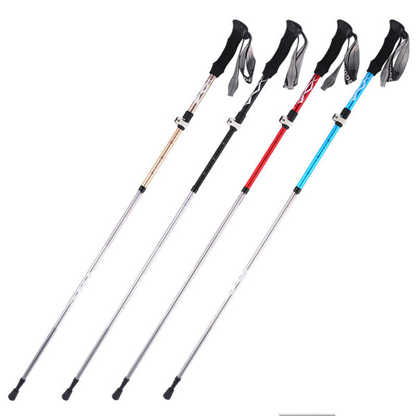 Bastones de Trekking Plegables de Aluminio con Cierre Externo - 5 Secciones Portátiles