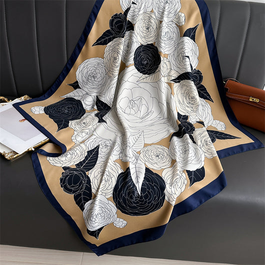 Chal Hijab Protector Solar con Bloques de Color Floral - Image 14