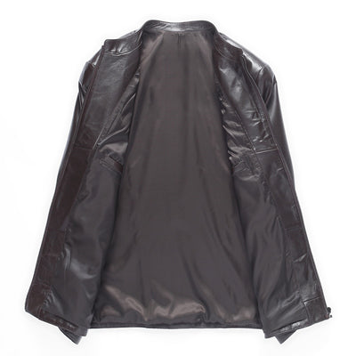 Chaqueta Corta de Cuero de Oveja Haining para Hombre - Image 3