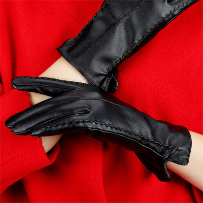 Guantes de Cuero para Mujer con Pantalla Táctil - Otoño e Invierno