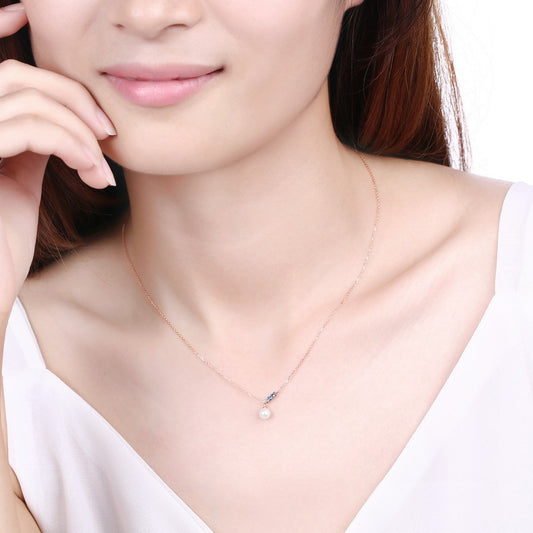 Collar de Perla Coreana en Oro Rosa 14K - Diseño Minimalista y Elegante