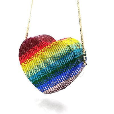 Bolso de Cadena Degradado Arcoíris con Diamantes