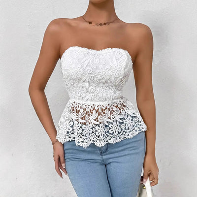 Blusa Sin Mangas con Encaje Bordado