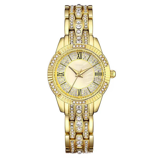 Reloj de Pulsera Elegante de Lujo con Diamantes Incrustados y Superficie de Cielo Estrellado para Mujer