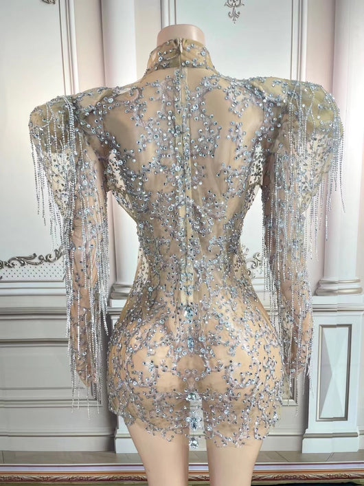 Vestido de Noche con Cadena de Diamantes Completos para Dama - Image 11