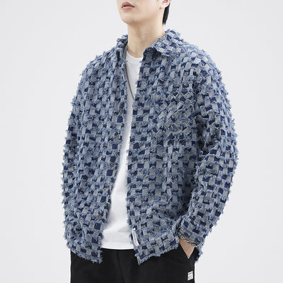 Chaqueta Casual Holgada Estilo Retro Japonés a Cuadros Multicolor para Hombre