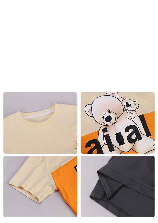 Playera Hip Hop Infantil Suelta con Estampado de Dibujos Animados y Contraste de Colores - Image 6