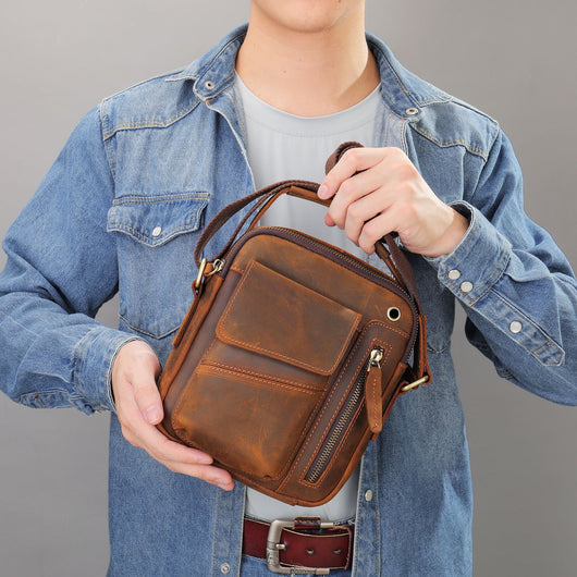 Bolso Crossbody de Cuero Minimalista para Hombre - Image 12