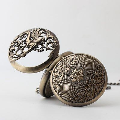 Reloj de Bolsillo Hombre Dragón Volador Clamshell Hueco con Escala Romana - Image 4