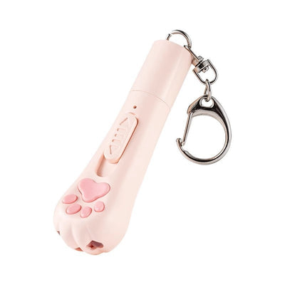 Pink cat paw pen light toy with red laser, UV light for urine detection, and white LED illumination, featuring a keychain. - Image 8