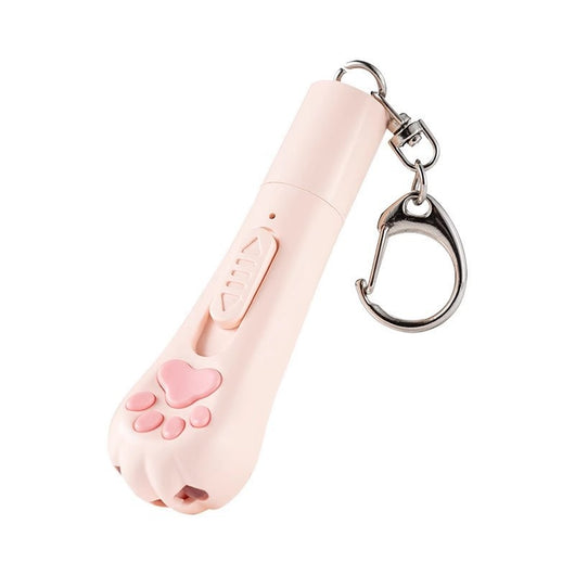 Pink cat paw pen light toy with red laser, UV light for urine detection, and white LED illumination, featuring a keychain. - Image 8