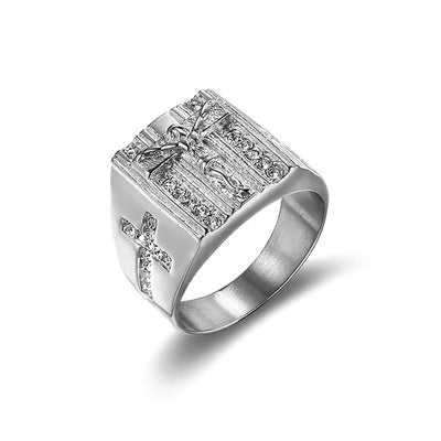Anillo Retro con Cruz de Jesús - Símbolo de Fe y Devoción - Image 8