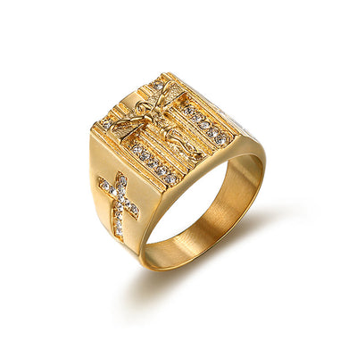 Anillo Retro con Cruz de Jesús - Símbolo de Fe y Devoción - Image 7