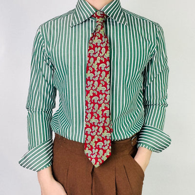 Camisa Manga Larga a Rayas Verde para Hombre - Image 2