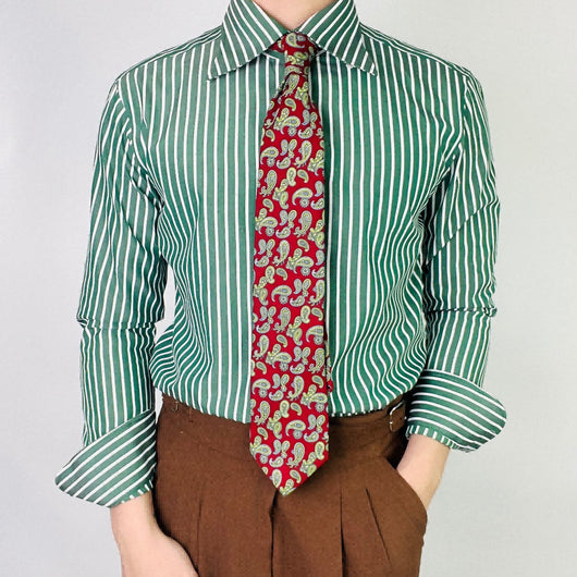 Camisa Manga Larga a Rayas Verde para Hombre - Image 2