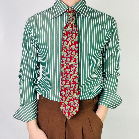 Camisa Manga Larga a Rayas Verde para Hombre