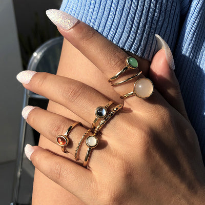 Anillos Articulados de Piedra Colorida con Acabado Metálico para Mujer - Image 7