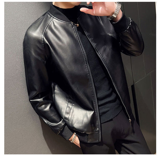 Chaqueta de Cuero Lavado Slim Fit para Hombre - Estilo Moderno - Image 14