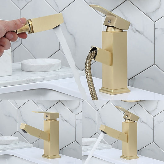 Grifo Monomando Nordic Dorado Cepillado para Agua Fría y Caliente
