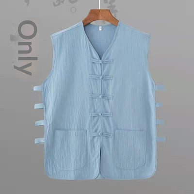 Chaleco de Lino Vintage Estilo Chino para Hombre - Diseño Sin Mangas Perfecto para Verano - Image 7