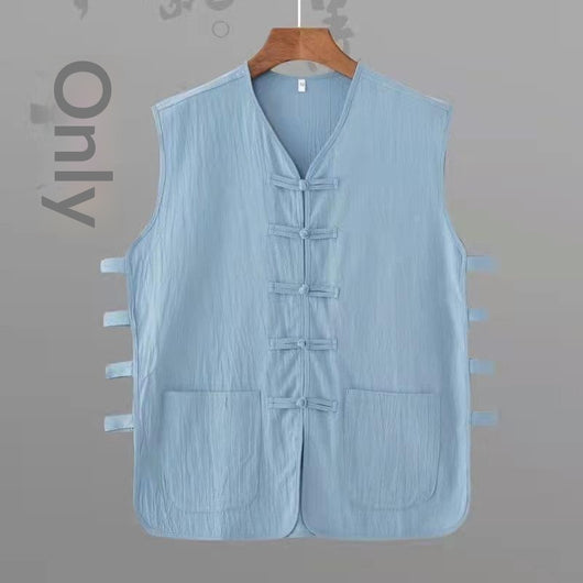 Chaleco de Lino Vintage Estilo Chino para Hombre - Diseño Sin Mangas Perfecto para Verano - Image 7