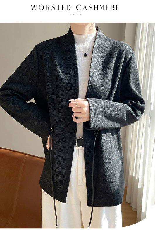 Saco Tejido V-Neck en Acetato Cashmere - Corte Slim Elegante - Image 14