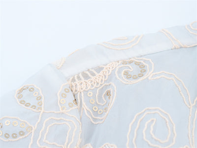 Camisa Larga Bordada con Lentejuelas y Estampado Étnico - Image 7