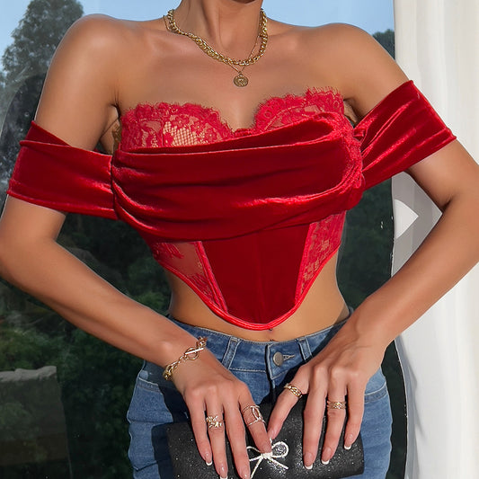 Blusa Elegante de Encaje Floral con Hombros Descubiertos
