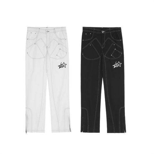 Pantalones Rectos con Aberturas Laterales - Estilo Urbano Casual - Image 3