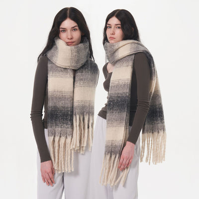 Abrigo Cuadros Cachemira Mujer Talla Grande Invierno - Image 9