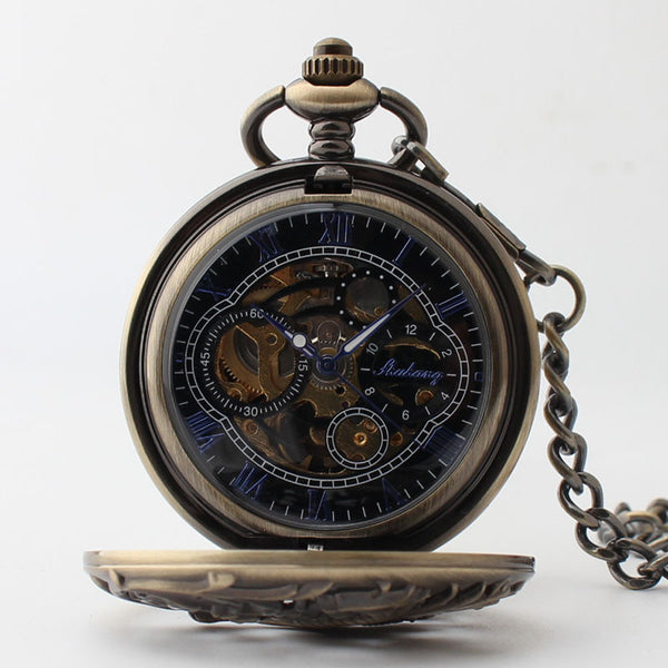 Reloj de Bolsillo Hombre Dragón Volador Clamshell Hueco con Escala Romana