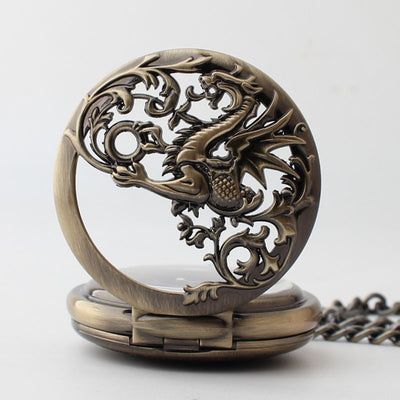 Reloj de Bolsillo Hombre Dragón Volador Clamshell Hueco con Escala Romana - Image 3