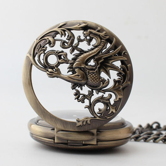 Reloj de Bolsillo Hombre Dragón Volador Clamshell Hueco con Escala Romana - Image 3