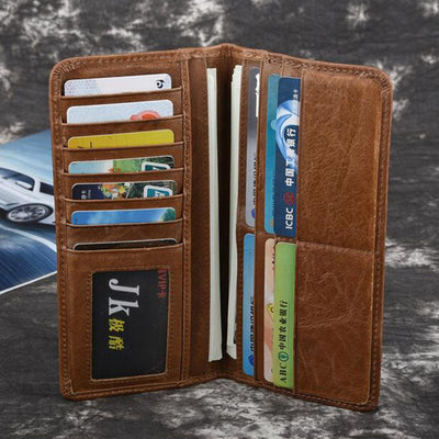 Billetera de Cuero Vacuno Retro Encerada - Cartera Multitarjeta con Monedero - Image 5