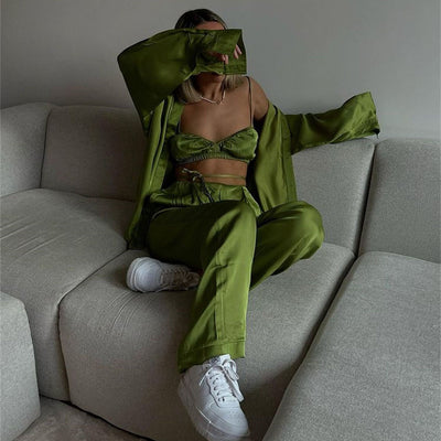 Conjunto de Tres Piezas: Chaleco, Camisa y Pantalón Recto para Mujer - Image 4