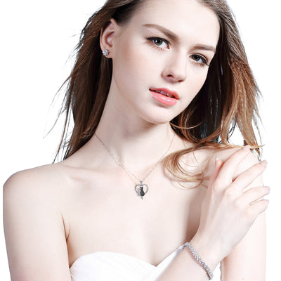 Collar de Plata 925 con Gatos Pareja Completo en Diamantes - Colgante para Mujer - Image 3