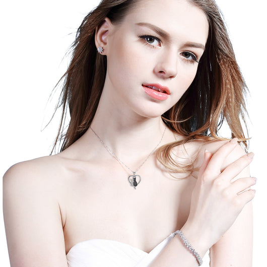 Collar de Plata 925 con Gatos Pareja Completo en Diamantes - Colgante para Mujer - Image 3