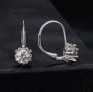 Aretes Clip Botón Floral Elegantes Plata Esterlina Baño Oro Blanco - Image 11