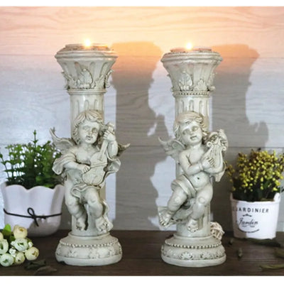 Set de 2 Candelabros Retro Ángel Cupido en Mármol - Image 9